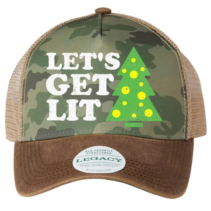 Funny Lets Get Lit Christmas Tree Retro Ugly Party Gift Idea Legacy Tie Dye Trucker Hat