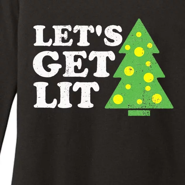 Funny Lets Get Lit Christmas Tree Retro Ugly Party Gift Idea Womens CVC Long Sleeve Shirt