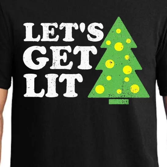 Funny Lets Get Lit Christmas Tree Retro Ugly Party Gift Idea Pajama Set