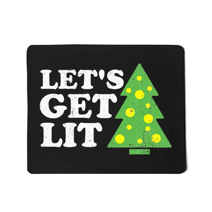 Funny Lets Get Lit Christmas Tree Retro Ugly Party Gift Idea Mousepad