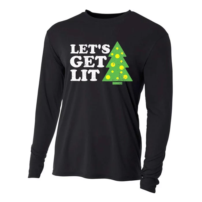 Funny Lets Get Lit Christmas Tree Retro Ugly Party Gift Idea Cooling Performance Long Sleeve Crew