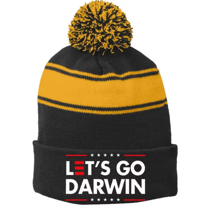 Funny LetS Go Darwin Charles Darwin Stripe Pom Pom Beanie