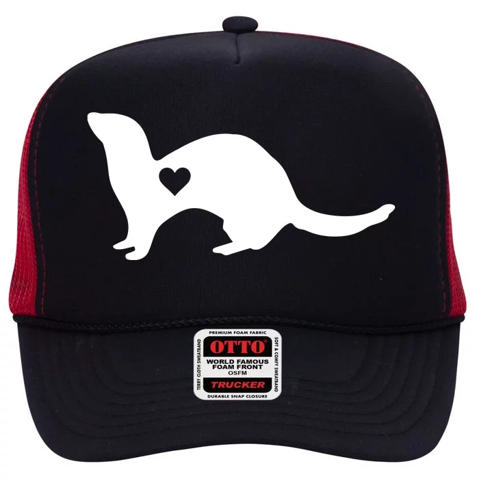 Ferret Lover Gift Ferret Pet Owner High Crown Mesh Trucker Hat