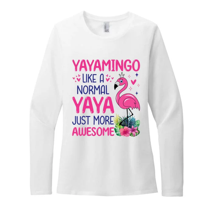 Flamingo Lover Grandma Mom Yayamingo Like A Normal Yaya Womens CVC Long Sleeve Shirt