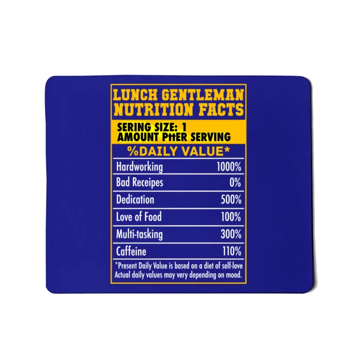 Funny Lunch Gentle Nutrition Facts School Cafeteria Cooks Gift Mousepad