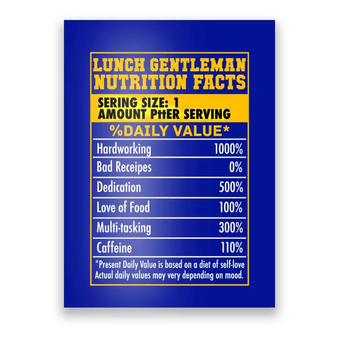 Funny Lunch Gentle Nutrition Facts School Cafeteria Cooks Gift Poster