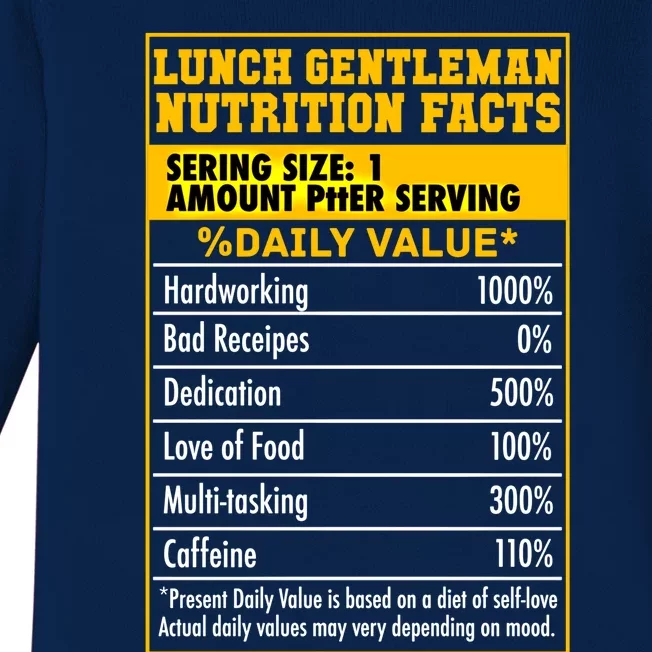 Funny Lunch Gentle Nutrition Facts School Cafeteria Cooks Gift Baby Long Sleeve Bodysuit