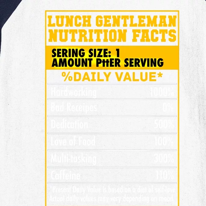 Funny Lunch Gentle Nutrition Facts School Cafeteria Cooks Gift Baseball Sleeve Shirt