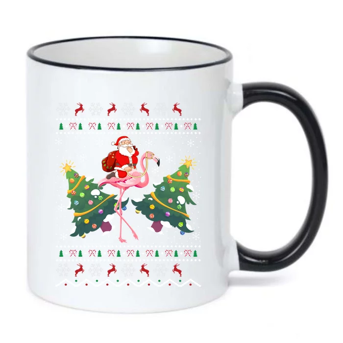 Flamingo Lover Gift Ugly Santa Riding Flamingo Christmas Gift Black Color Changing Mug