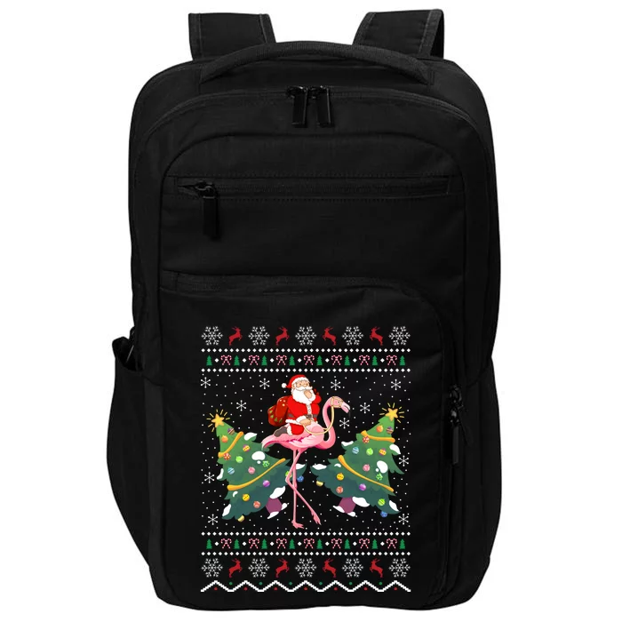 Flamingo Lover Gift Ugly Santa Riding Flamingo Christmas Gift Impact Tech Backpack