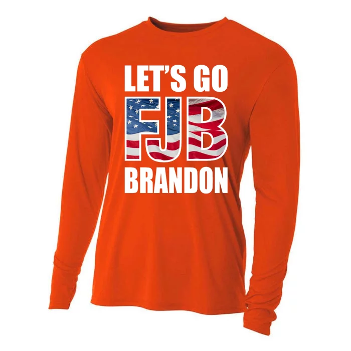 FJB Let's Go Brandon FJB Flag Image Apparel Cooling Performance Long Sleeve Crew