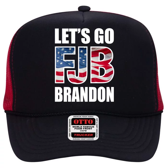 FJB Let's Go Brandon FJB Flag Image Apparel High Crown Mesh Trucker Hat