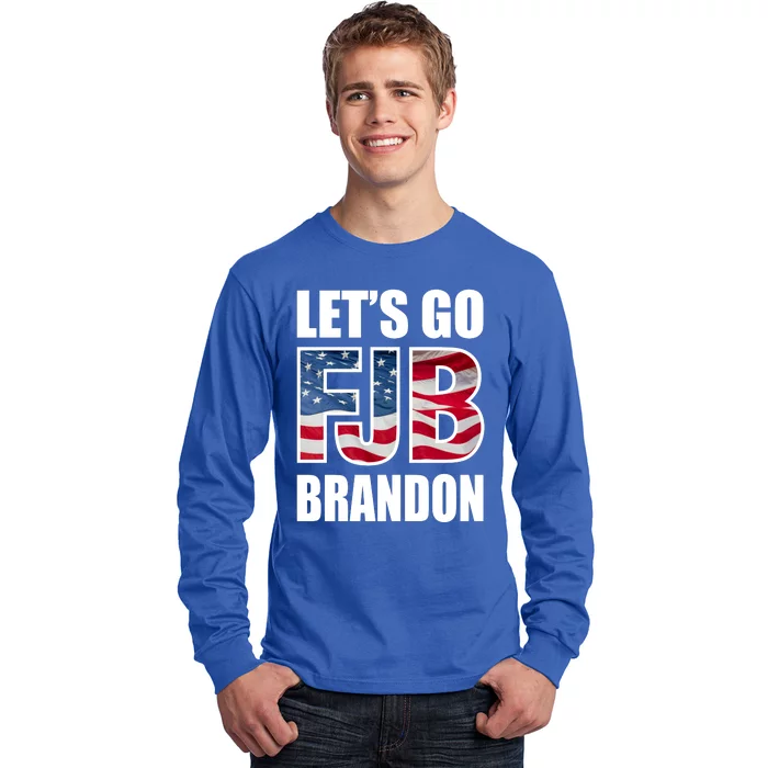 FJB Let's Go Brandon FJB Flag Image Apparel Long Sleeve Shirt