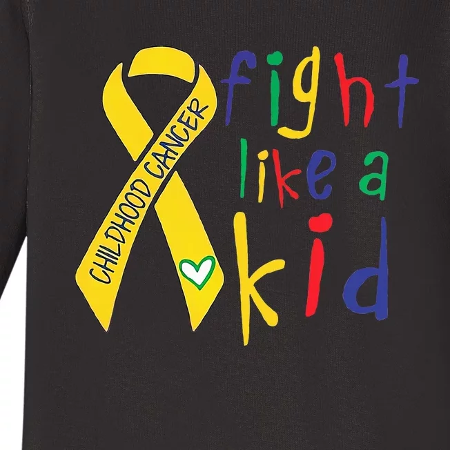 Fight Like Gold Ribbon Childhood Cancer Awareness Baby Long Sleeve Bodysuit