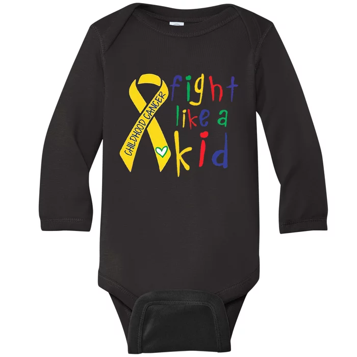 Fight Like Gold Ribbon Childhood Cancer Awareness Baby Long Sleeve Bodysuit