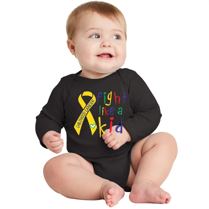 Fight Like Gold Ribbon Childhood Cancer Awareness Baby Long Sleeve Bodysuit