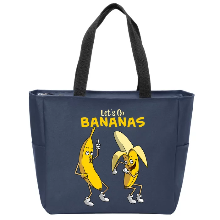 Funny Let's Go Bananas Gift Boy Girl Cute Fruit Dance Zip Tote Bag