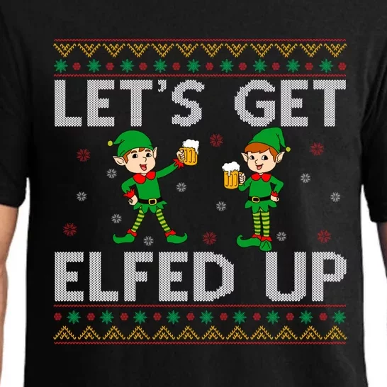 Funny Let's Get Elfed Up Elf Beer Lover Ugly Merry Christmas Gift Pajama Set