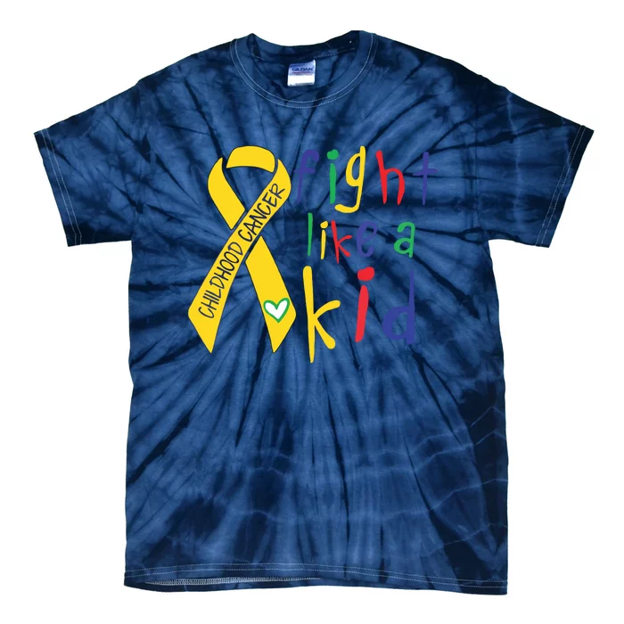 Fight Like Gold Ribbon Childhood Cancer Awareness Tie-Dye T-Shirt