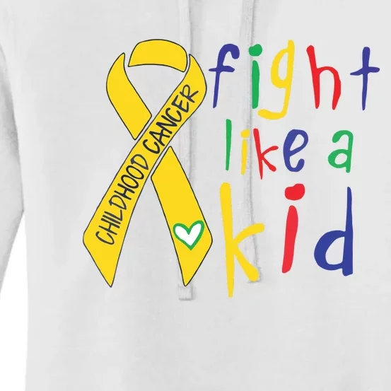 Fight Like Gold Ribbon Childhood Cancer Awareness Women's Pullover Hoodie