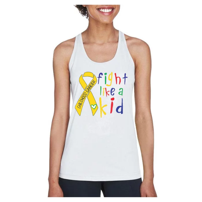 Fight Like Gold Ribbon Childhood Cancer Awareness Women's Racerback Tank