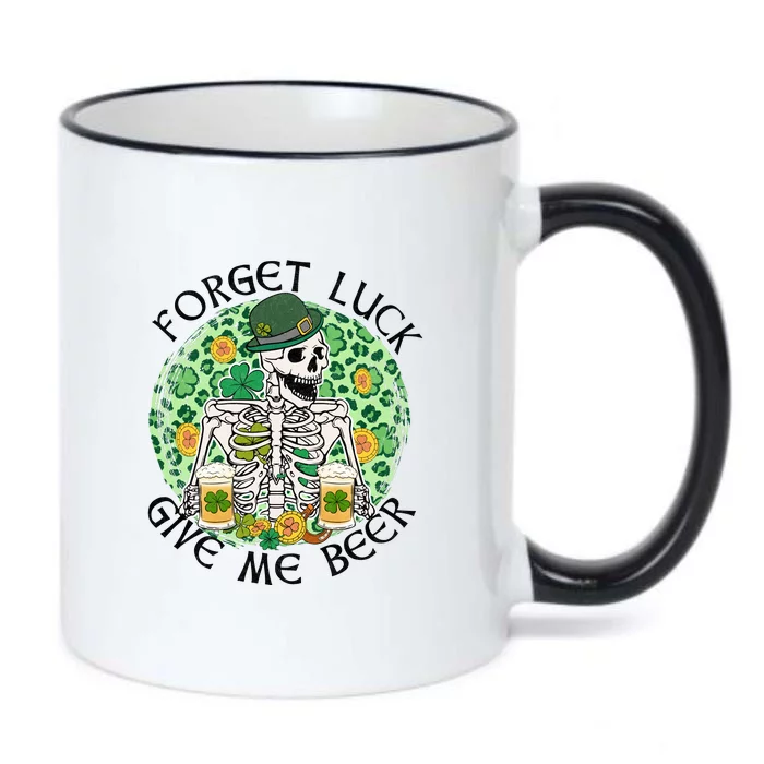 Forget Luck Give Me Beer Funny Skeleton St Patrick's Day Black Color Changing Mug