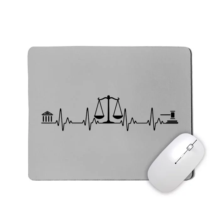 Funny Lawyer Gift Law School Attorney Men Women Heartbeat Mousepad