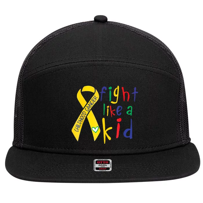 Fight Like Gold Ribbon Childhood Cancer Awareness 7 Panel Mesh Trucker Snapback Hat