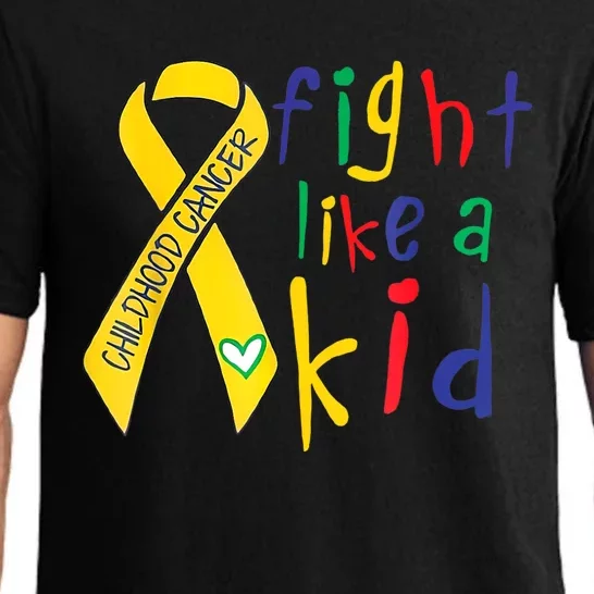 Fight Like Gold Ribbon Childhood Cancer Awareness Pajama Set