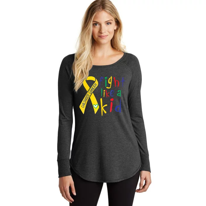 Fight Like Gold Ribbon Childhood Cancer Awareness Women's Perfect Tri Tunic Long Sleeve Shirt