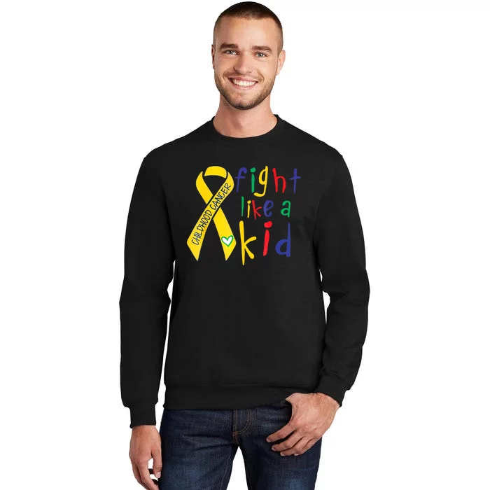 Fight Like Gold Ribbon Childhood Cancer Awareness Tall Sweatshirt