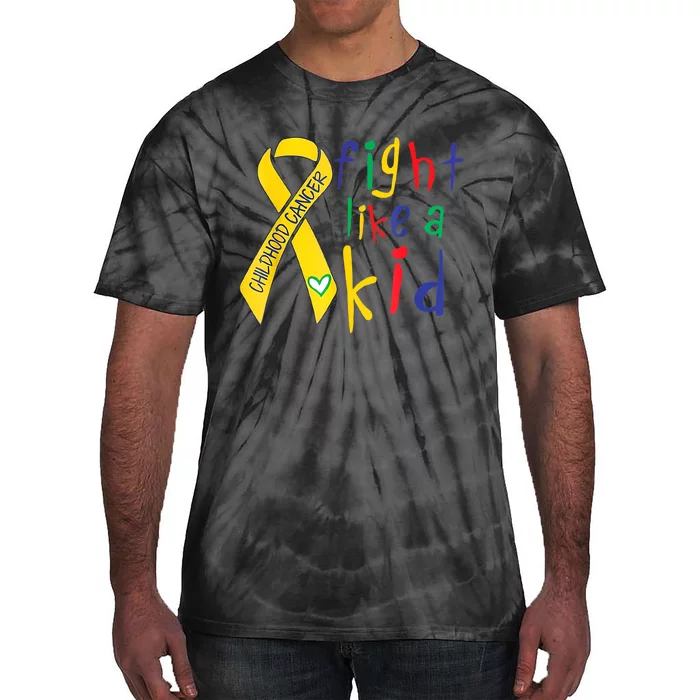 Fight Like Gold Ribbon Childhood Cancer Awareness Tie-Dye T-Shirt