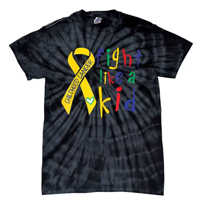 Fight Like Gold Ribbon Childhood Cancer Awareness Tie-Dye T-Shirt