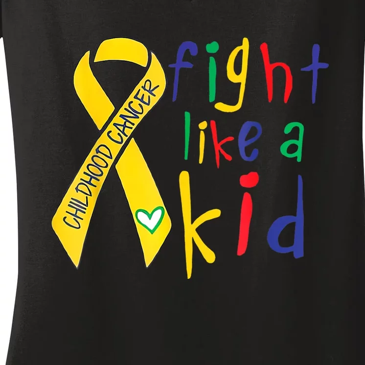 Fight Like Gold Ribbon Childhood Cancer Awareness Women's V-Neck T-Shirt