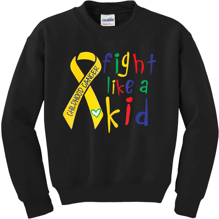 Fight Like Gold Ribbon Childhood Cancer Awareness Kids Sweatshirt