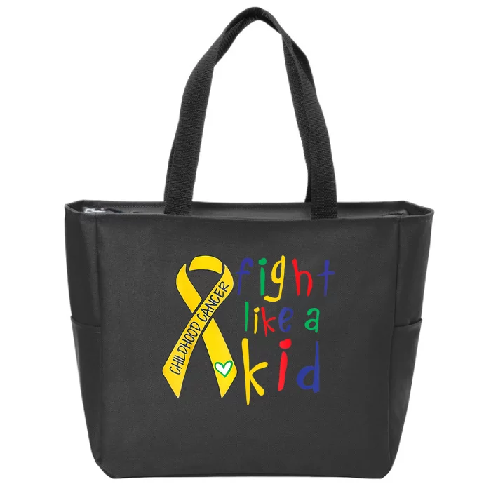 Fight Like Gold Ribbon Childhood Cancer Awareness Zip Tote Bag