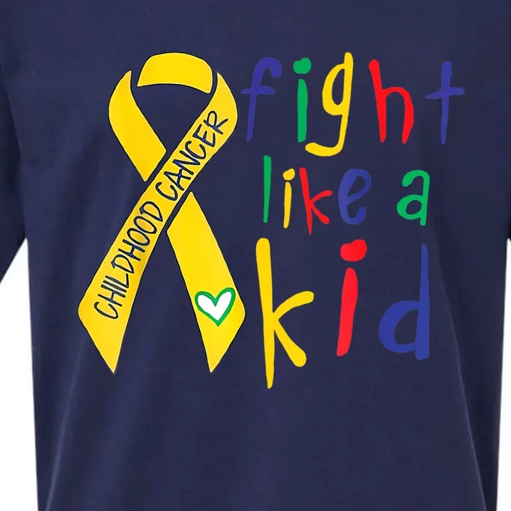 Fight Like Gold Ribbon Childhood Cancer Awareness Sueded Cloud Jersey T-Shirt