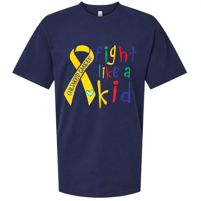 Fight Like Gold Ribbon Childhood Cancer Awareness Sueded Cloud Jersey T-Shirt