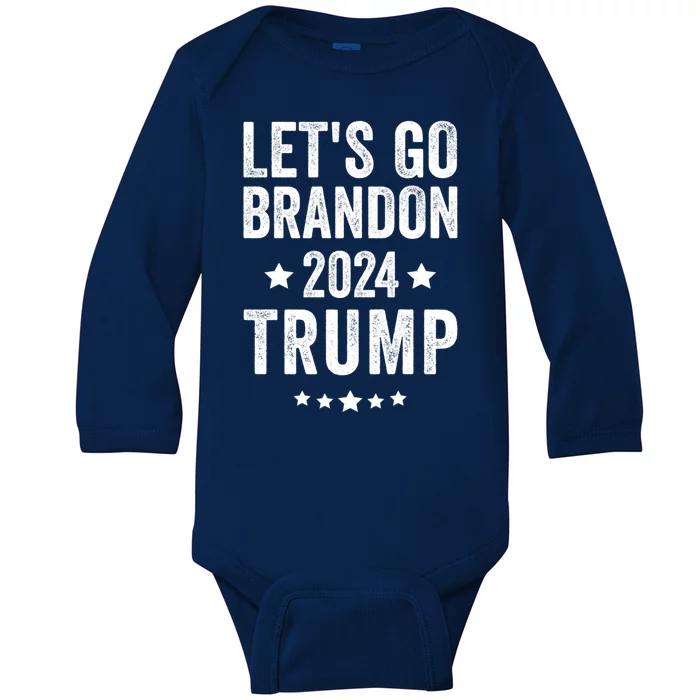 Funny LetS Go Brandon Trump 2024 Baby Long Sleeve Bodysuit