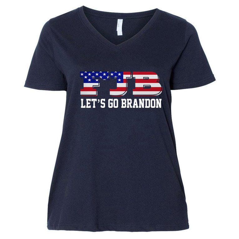 FJB Let's Go Brandon Women's V-Neck Plus Size T-Shirt