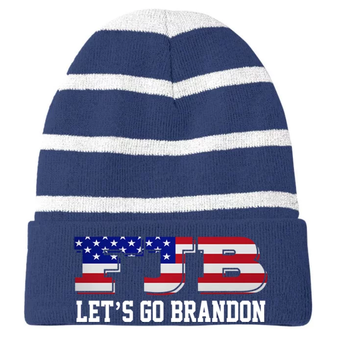 FJB Let's Go Brandon Striped Beanie with Solid Band