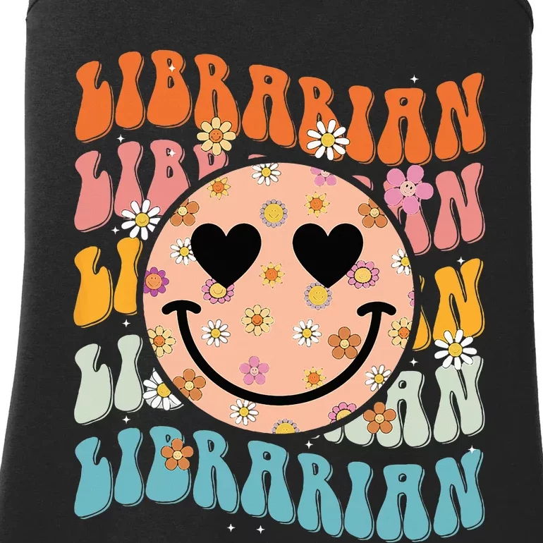 Funny Librarian Groovy Back To School Teachers Day Ladies Essential Tank