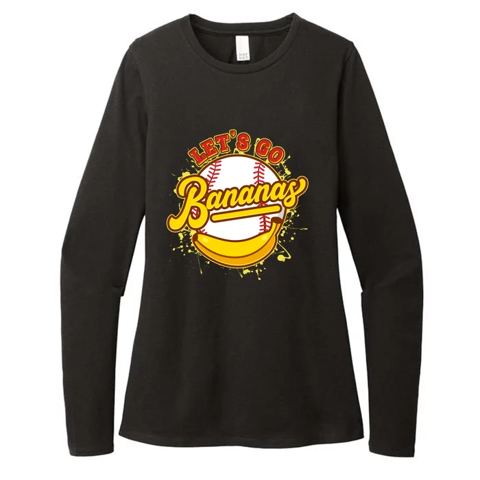 Funny Lets Go Bananas Baseball Logo Womens CVC Long Sleeve Shirt