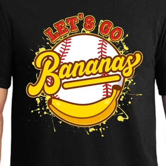 Funny Lets Go Bananas Baseball Logo Pajama Set