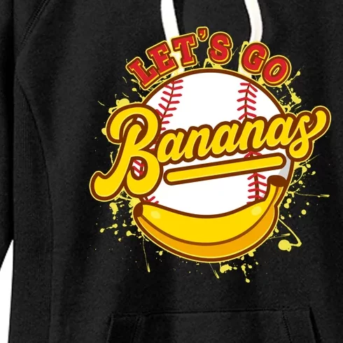 Funny Lets Go Bananas Baseball Logo Women's Fleece Hoodie