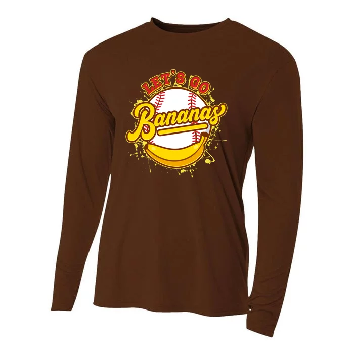 Funny Lets Go Bananas Baseball Logo Cooling Performance Long Sleeve Crew