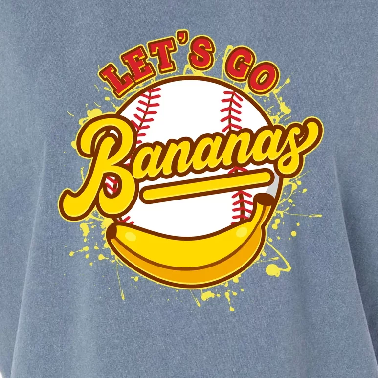 Funny Lets Go Bananas Baseball Logo Garment-Dyed Women's Muscle Tee