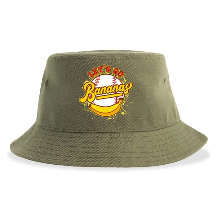 Funny Lets Go Bananas Baseball Logo Sustainable Bucket Hat