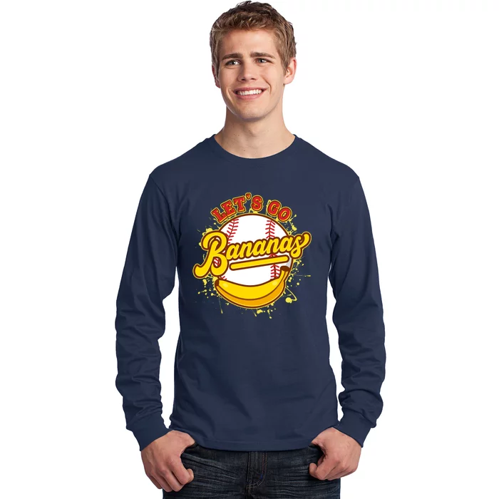 Funny Lets Go Bananas Baseball Logo Long Sleeve Shirt