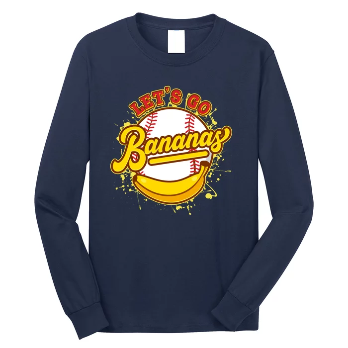 Funny Lets Go Bananas Baseball Logo Long Sleeve Shirt